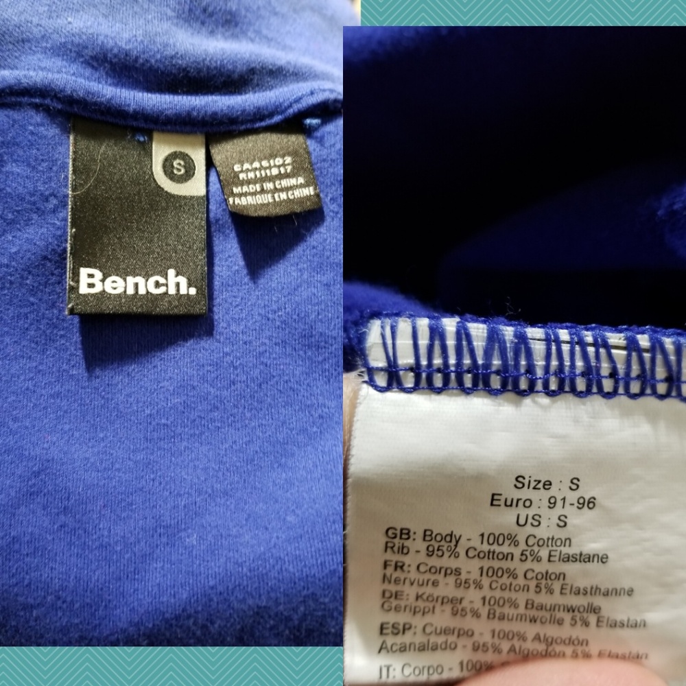 Bench Purple Printed Full Zip Sweatshirt Spellout - Picture 5 of 5